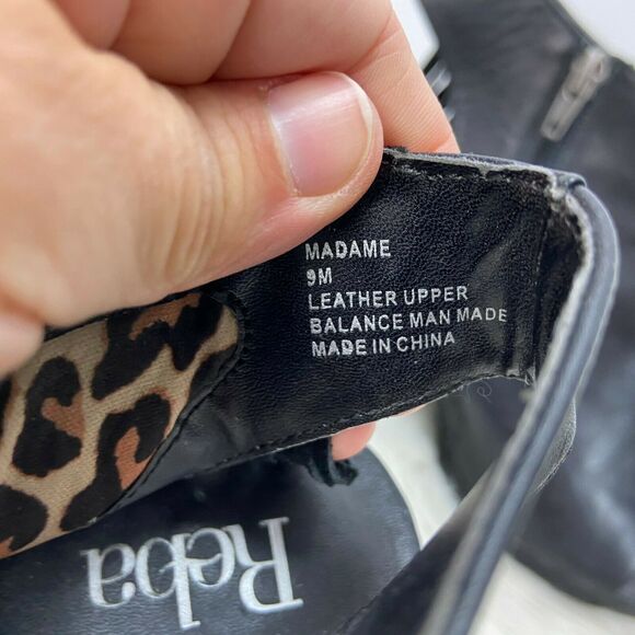 Reba 9 M Womens Black Leather Madame Fringe Ankle Booties - Picture 9 of 11